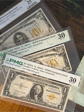 PMG Graded WWII Emergency Issue US Silver Certificates - Star 🌟 Note Set